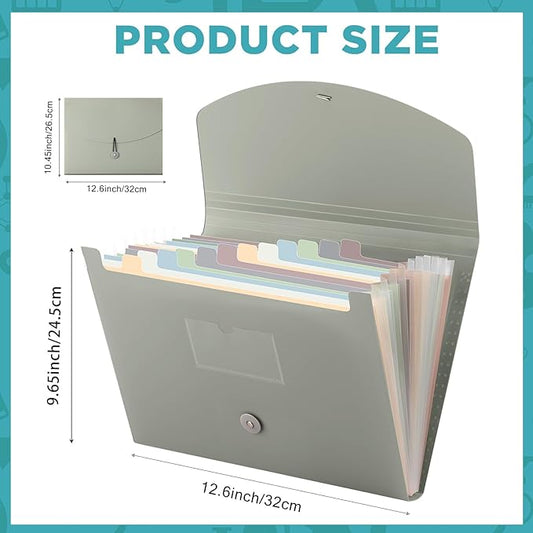 Cholemy Expanding File Folder 13 Pockets File Organizer with Labels A4 Letter Size Receipt Document Organizer Plastic Expandable Filing Folders for Office, Home(Green)-NeatNest