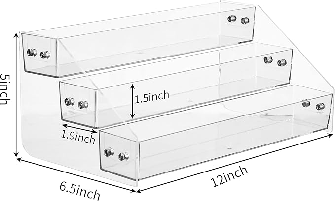 Acrylic Spice Rack, Tiered Spice Rack Shelf Seasoning Organizer for Countertop, Cabinet, Pantry, Kitchen Storage - 3 Tier-NeatNest