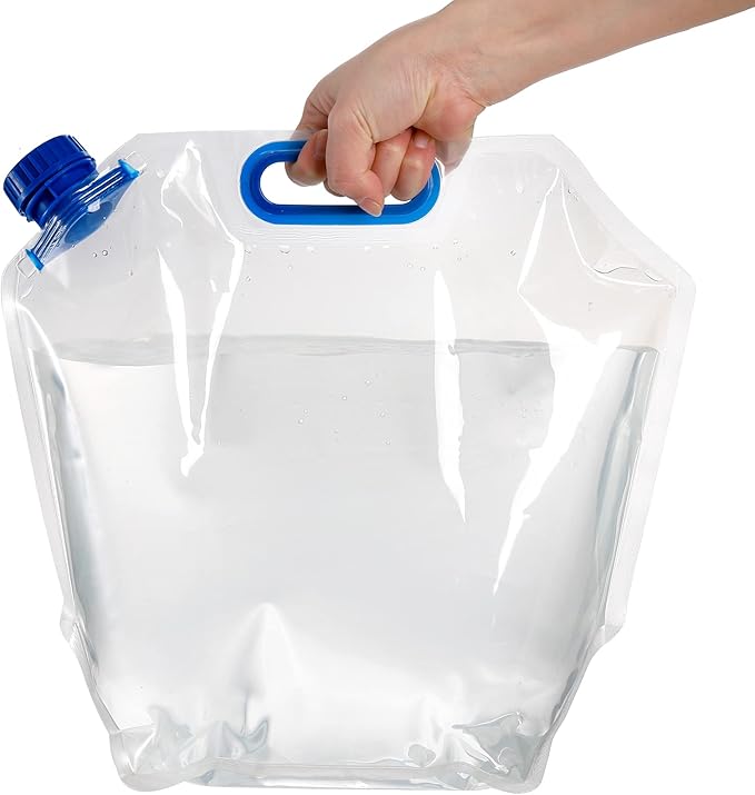 AVLA 6 Pack Collapsible Water Container Bag, 1.5 Gal Clear Plastic Foldable Storage Jug, No-Leak Freezable Camping Carrier Tank, Folding Hiking Hydration Canteen for Outdoor Sport Riding Mountaineer