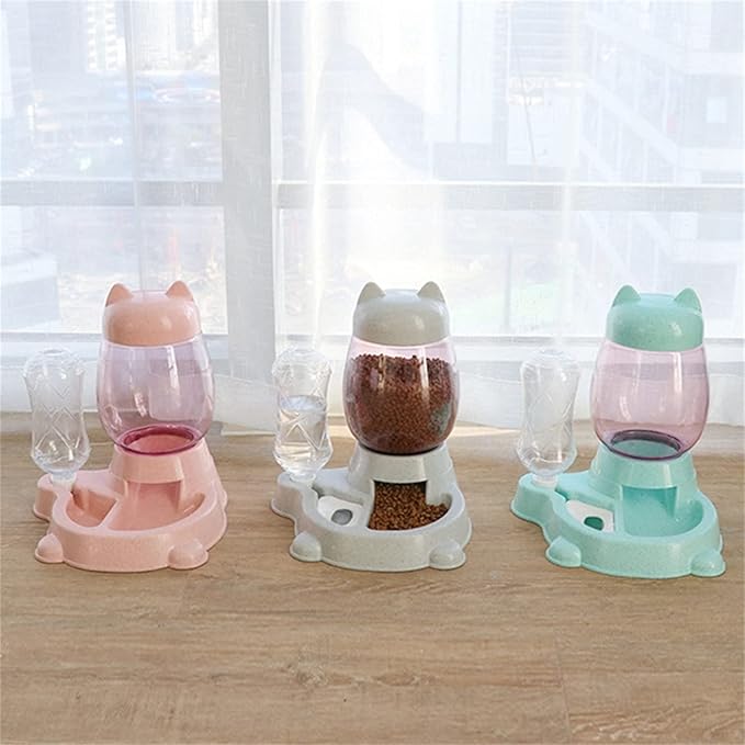 Automatic Cat & Dog Feeder Set - Self-Dispensing Food and Water Dispenser, Large Capacity (Green)-NeatNest