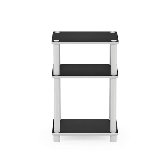 Iceberg IndestrucTable Too 1200 Series, Personal Folding Table, Charcoal, 20” W x 30” & Furinno Just 3-Tier Turn-N-Tube End Table, 1-Pack, White/White-NeatNest