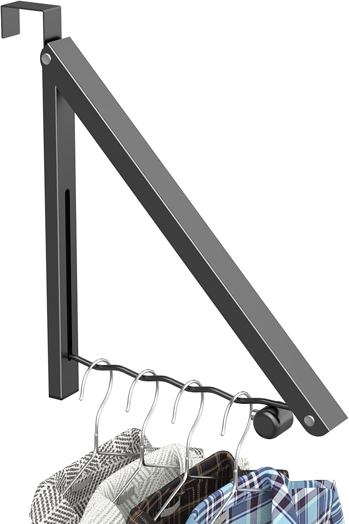 Clothes Drying Rack for Laundry Room Organization,Foldable Over The Door Drying Racks for Saving Space, Black 1 Pack