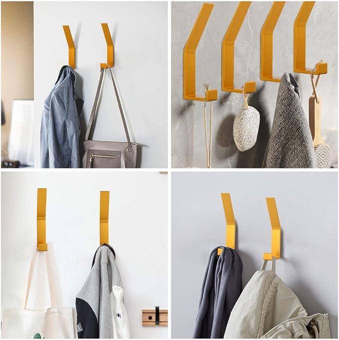 Coat Rack Hooks Wall Mounted, Gold 4Packs, Bath Towel Rope Hooks for Kitchen, Door, Cabinet, Bathroom, Foyers, Hallways, and Bedrooms-NeatNest