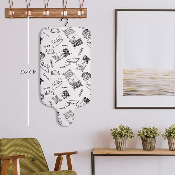 Duwee 15"x30" Table Top Ironing Board Extra Wide with Anti-Rust Hanging Hook and Removable Washable Cotton Cover, Steel Mesh Top Ironing Boards with 10mm Thicken Double Layers Feltpad and Foam,White