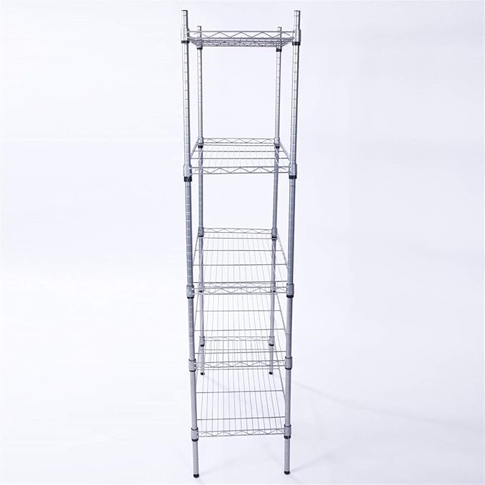 5 Tier Adjustable Storage Shelf Metal Storage Rack Wire Shelving Unit Storage Shelves for Pantry Closet Kitchen Laundry Bathroom (Silver14-5-Tier)