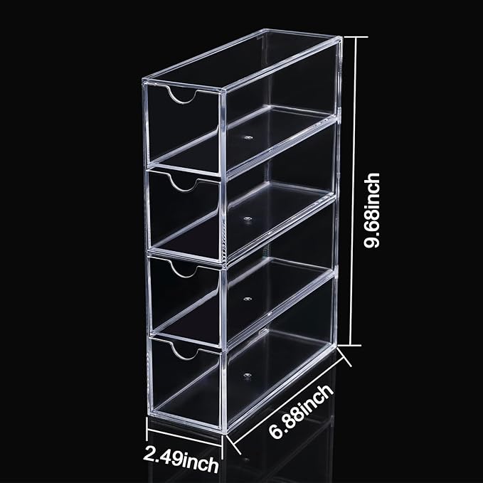 Acrylic Stackable Drawer Organizer with 4 Clear Drawers for Bathroom & Vanity Makeup Storage-NeatNest