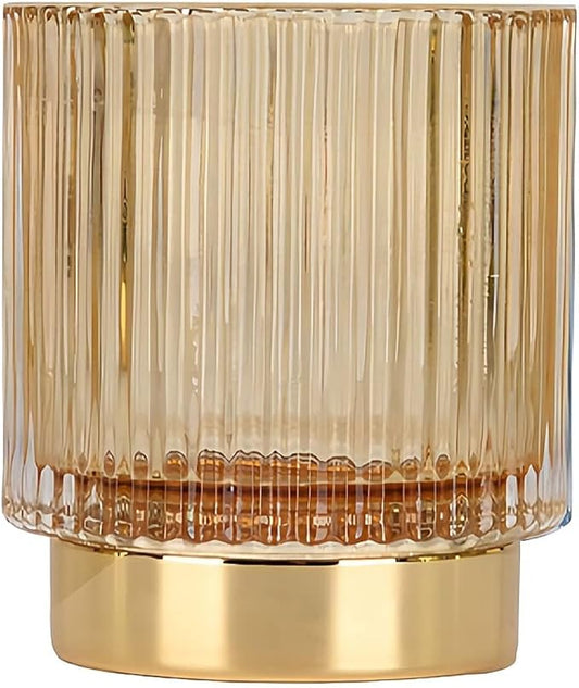 DASITON Makeup Brush holder Organizer,Crystal Cosmetic Makeup Brush Glass Brushes Storage Holder, Vintage Make Up Brush Cup Pen Pencil Holder striped vase(Coffee S)-NeatNest