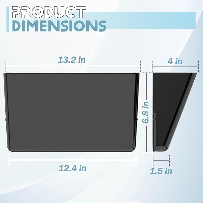 3 Pack Clear Acrylic Single Pocket, Plastic Hanging Wall Mount File Holder for Office Home, Black
