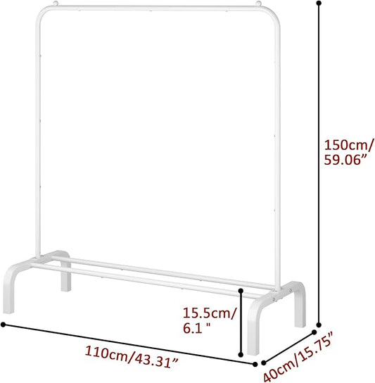 Clothes Rack Metal Clothing Rack with Bottom Shelf Garment Rack for Hanging Clothes Shirts Jeans and Coats White-NeatNest