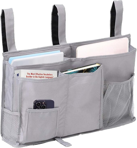 Bedside Caddy Storage Organizer Bunk Bed Oranizer Hanging Storage Bag for Crib Hospital Beds Dorm Rooms with 8 pockets (Grey)-NeatNest