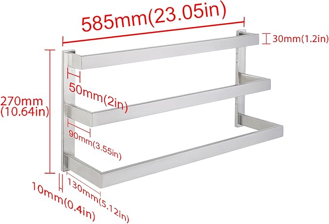 Alise Bath 3 Towel Bars Towel Racks for Bathroom Lavatory Wall Mount,Towel Hanger SUS304 Stainless Steel Towel Holder Towel Rail 23.2 Inch,Brushed Nickel,GOY003-LS