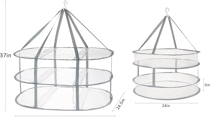 AUTODECO 2 Pack 2-Tier & 3-Tier Folding Mesh Clothes Hanging Dryer, Sweater Drying Rack, Large Laundry Drying Rack, Lay fold Flat Dry Hanger, Mesh Clothes Hanging Dryer - L(2Tier)+XL(3Tier)