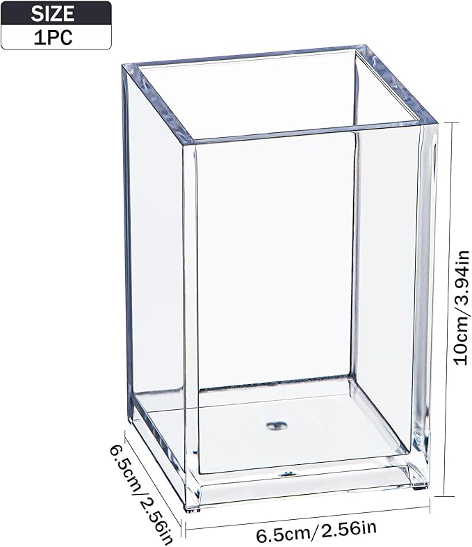 dedoot Acrylic Drawer Organizer, Clear 1 Compartment Makeup Organizer Transparent Plastic Makeup Brush Holder Pen Holder Jewelry Accessories Storage Acrylic Square Cube Box,2.5X2.5X3.8 Inches-NeatNest