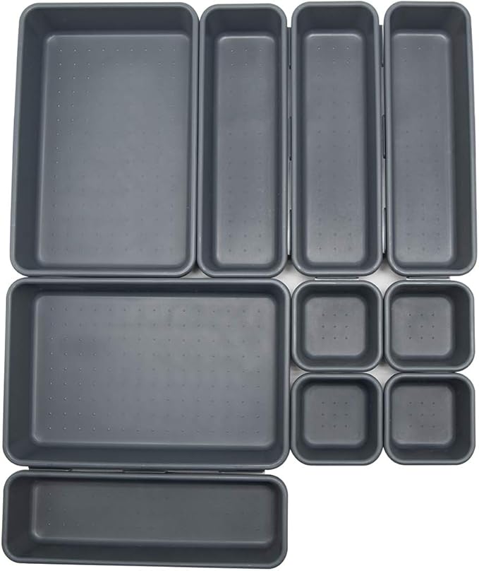 Backerysupply Interlocking Desk Drawer Organizer Separators for Kitchen, Bathroom, Makeup, Office (Set of 10)-NeatNest