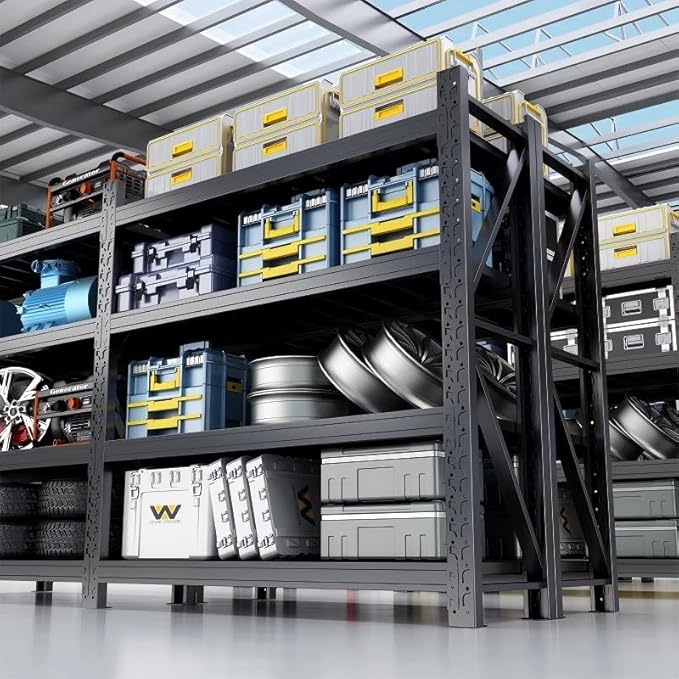 48" W Garage Shelving,4-Tier Heavy Duty Storage Shelves Unit with Adjustable Metal Shelf for Warehouse,Basement,Workshop,4200LBS,48" W x 24" D x 79" H,Black-NeatNest