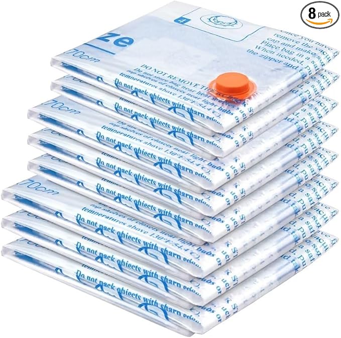 Vacuum Storage Bags 8 Combo (3 Jumbo/3Large/2 Medium), Space Saver Sealer Bags,Plastic Packaging Bags, Airtight Compression Bags for Clothes, Pillows, Comforters, Blankets, Bedding-NeatNest