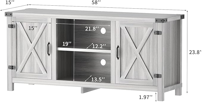 JUMMICO TV Stand, 65 Inch TV Farmhouse Entertainment Center with Double Barn Doors and Storage Cabinets, Console TV Table Media for Living Room, Bedroom (Grey)-NeatNest