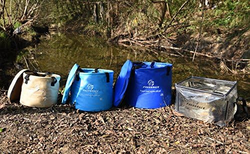 Freegrace Premium Collapsible Bucket -Multifunctional Folding Bucket -Perfect Gear for Camping, Hiking & Travel (Khaki, 10L(Upgraded))
