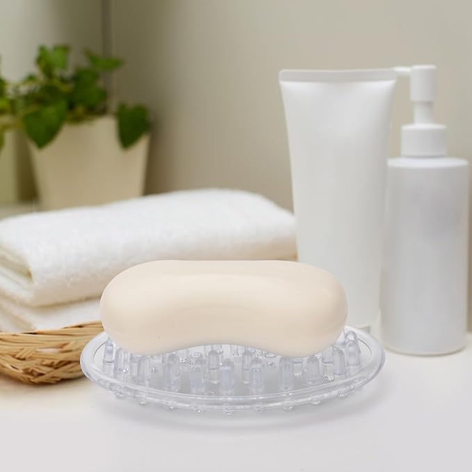 2 Pieces Plastic Soap Dish Clear Bar Holder Tray Self Draining Soap Saver with Holes Soap Container for Bathroom Counter, Kitchen-NeatNest