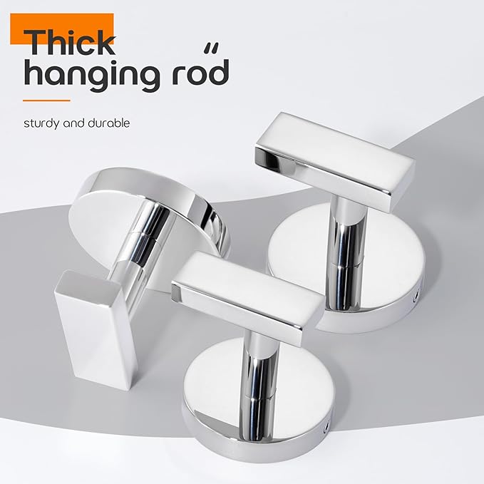 Robe Hook Polished Chrome Bath Towel Hooks Stainless Steel Wall Hooks for Bathroom Kitchen Closet Garage Door Hanger 3 Pack, AN1001CH-P3