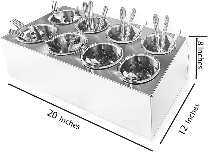 Flatware Organizers 8-Hole Stainless Steel Cylinder Flatware Silverware Utensil Holder Organizer Caddy