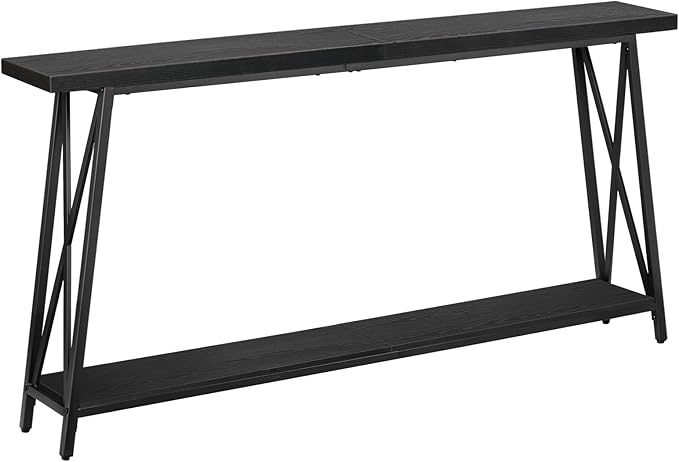 Console Table, 63" Industrial Entryway Table, Extra Long Sofa Table Behind Couch, X-Shaped Support, for Entryway, Hallway, Living Room, Black CTHB4801-NeatNest