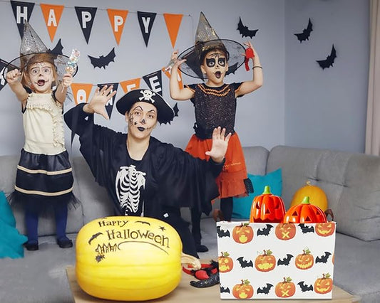 CLOCOR Rectangular Storage Basket,Collapsible Fabric Storage Container,Waterproof Toy Bin with Handles,Gift Basket(Pumpkin Halloween)-NeatNest