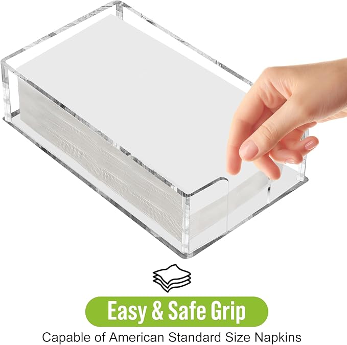 Fengzhe Acrylic Guest Towel Napkin Holder, Clear Bathroom Paper Hand Towels Storage Tray, Disposable Paper Towel Holder for Bathroom, Kitchen, Parties, Weddings, and Various Events .8.5''x4.9''x2.4''