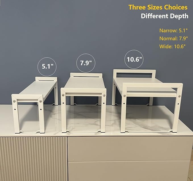 Expandable Cabinet Shelf Organizer 16-26" L Stackable Kitchen Counter Shelf Rack Stand Sink Riser Countertop Storage White (Normal 7.9”D)-NeatNest