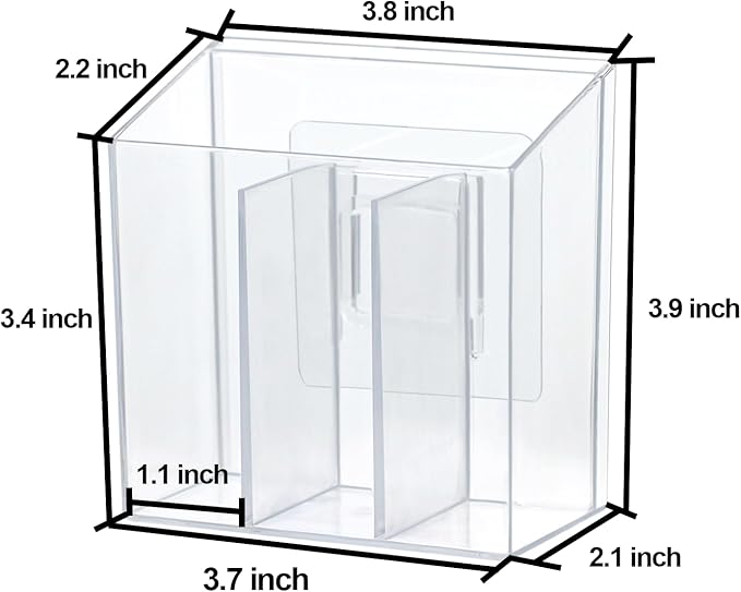 Wall Mounted Storage Organizer Bins Organizing Shelf Basket Clear Plastic Makeup Organizer Adhesive Hanging Bin Fridge Organizer for Bathroom,Kitchen,Cabinet,Pantry,Countertops (3.7×2.6×3.9")-NeatNest