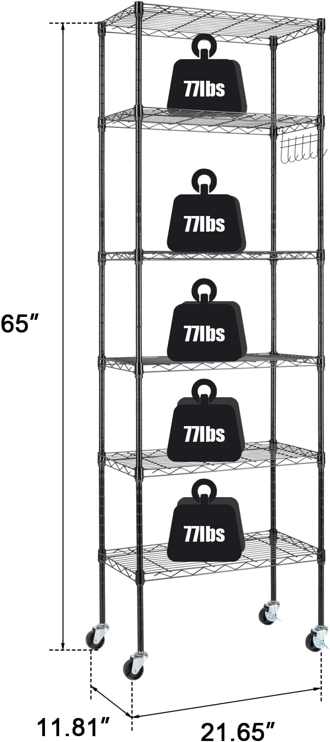 6 Tier Adjustable Storage Shelf Metal Storage Rack Wire Shelving Unit Storage Shelves Metal for Pantry Closet Kitchen Laundry