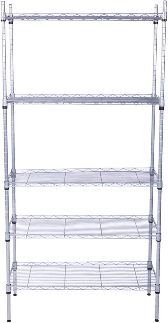 5 Tier Adjustable Storage Shelf Metal Storage Rack Wire Shelving Unit Storage Shelves for Pantry Closet Kitchen Laundry Bathroom (Silver14-5-Tier)