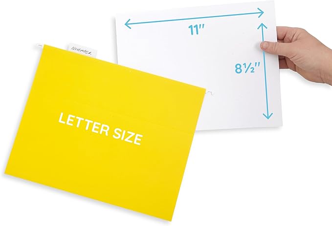 Blue Summit Supplies Hanging File Folders, 25 Reinforced Hang Folders, Designed for Home and Office Color Coded File Organization, Letter Size, Yellow, 25 Pack-NeatNest