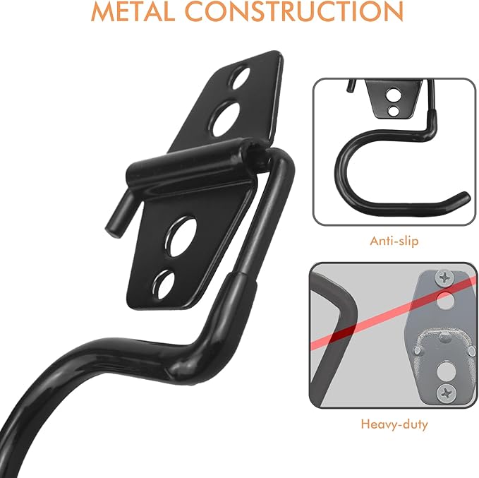 LIGHT DUST Broom Holder Wall Mount - 12 Pack Tool Hangers Garage Wall Hanging Organizer - Heavy Duty Metal Large S Hooks for Mop Shovel Rake Shed Garden Lawn Yard Handle Tools Organization (Black)-NeatNest