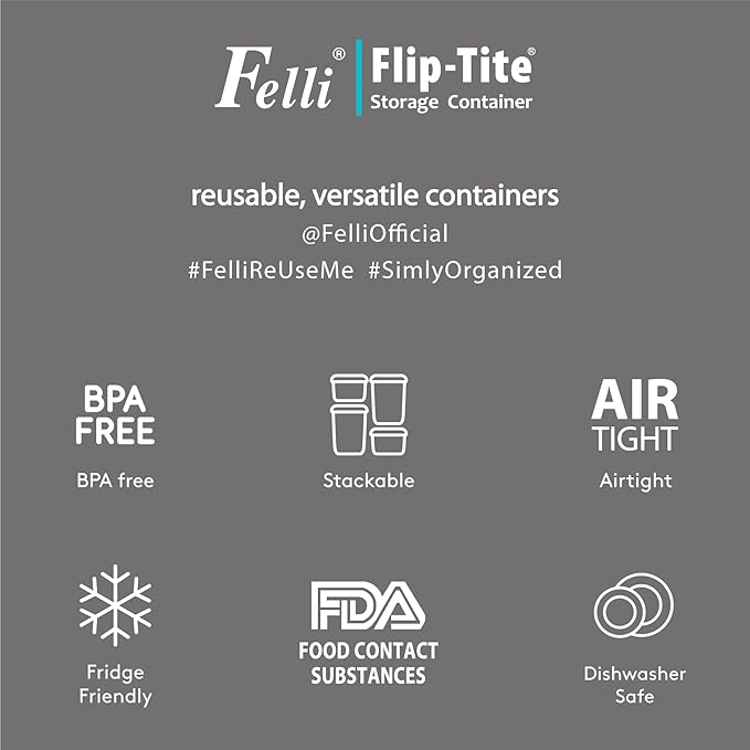 Felli Flip Tite Storage Container with Lid 6" XL Air Tight Ring Lock Top, Clear Acrylic Canister Set for Kitchen, Pet Cat Dog Food Treats, 5 lb Flour Sugar Pantry Organizer (Nest-L, Black)-NeatNest