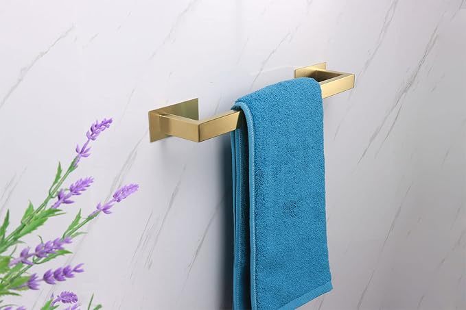 Bathroom Towel Bar Self Adhesive, No Drilling Towel Rack Easy to Install,Hand Towel Holder Made of Premium Stainless Steel Sticky on Hand Towel Hanger for Kitchen, Toilet.(16IN, Gold)-NeatNest