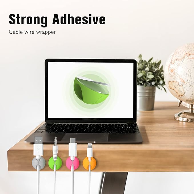 12 Pack Cable Clips, Znben Cable Holder for Desk Cord Organizer Adhesive Cord Management Charger Wire Holder Clips for Desk, Home, Office, Car, Cubicle, Nightstand Colorful-NeatNest