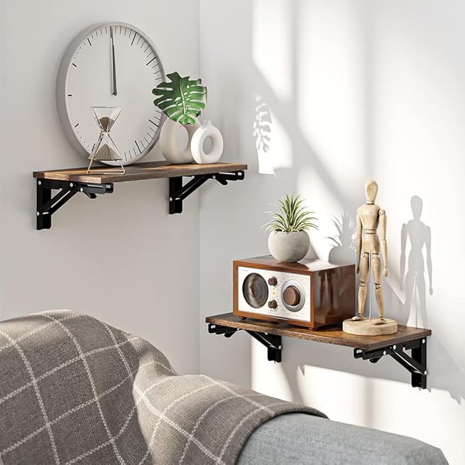 Floating Shelves for Wall Decor, Set of 1, Wood Wall Mounted Storage Shelves, Farmhouse Floating Shelf for Bathroom Decor, Bedroom, Living Room, Kitchen, Rustic Brown-NeatNest