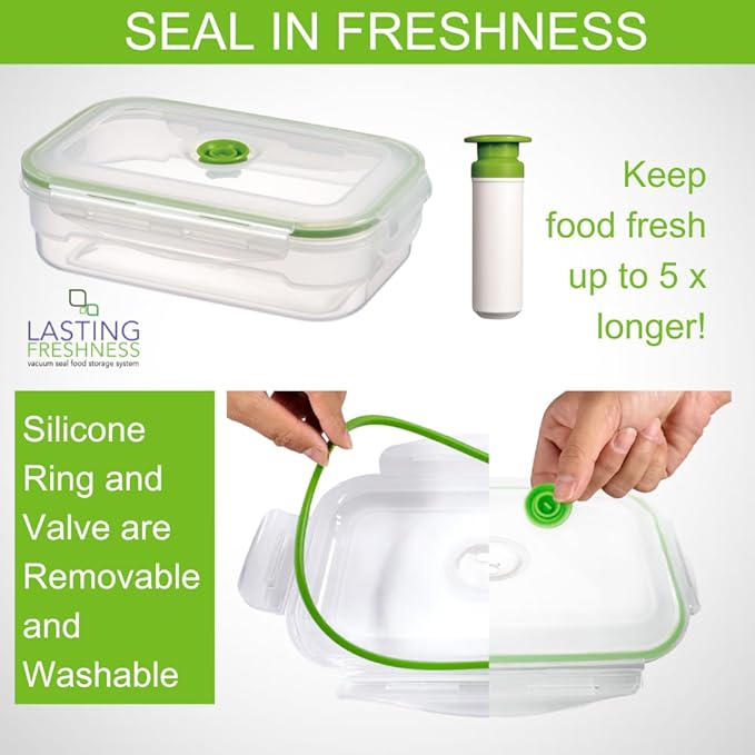 19 piece Vacuum Seal Food Storage Containers with Vacuum Pump, Airtight and Leak Proof, Vacuum Sealed Food Storage Containers, Meal Prep Containers, Keep Food Fresh up to 5 X Longer