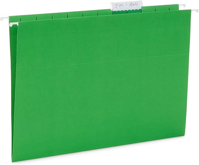 Blue Summit Supplies 25 Colored Hanging File Folders Letter Size with Tabs, Colored File Folders Hanging, Assorted Colors, Reinforced for Office Filing and Organization-NeatNest