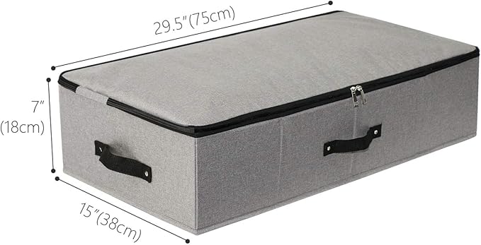 AMJ Under Bed Storage Organizer, Set of 3, Underbed Closet Storage Solution for Closet Organizers Storage Containers with Durable Handles Thick Fabric, Breathable, Linen Dark Gray-NeatNest
