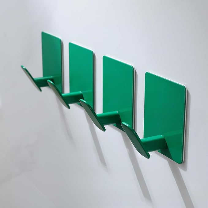 DELITON 4 Pack Green Wall Hooks for Hanging Towels, Robe, Coat, Decorative Shower Hooks Stainless Steel Rust Proof-NeatNest