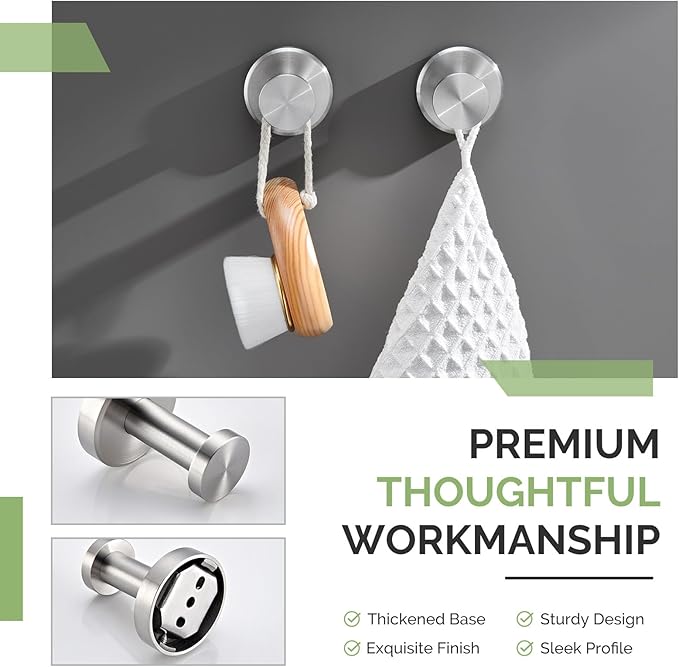 Angle Simple Bathroom Towel Hook 2 Pack, SUS304 Stainless Steel Bathrobe Coat Clothes Holder for Kitchen Cabinet Closet, Heavy Duty Wall Hook, Brushed Nickel