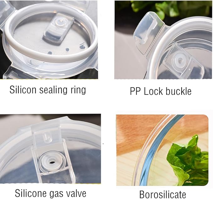 24 Oz Glass Food Storage Container, 3 Cup Round Glass Soup Container with Airtight Lids, Round Food Containers, Leakproof Soup Storage Container, DishwasherMicrowave & Freezer Safe (4 Pack)