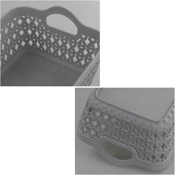 Kekow Gray Mini Plastic Storage Tray Basket with Handle, 12-Pack-NeatNest