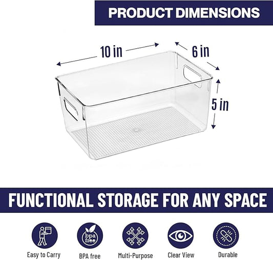 Clear Plastic Storage Bins, Pantry Organizers and Storage Containers Fridge Organizer Bins for Organizing Kitchen Cabinet Organizer Bin Bathroom Freezer Refrigerator Organization-NeatNest