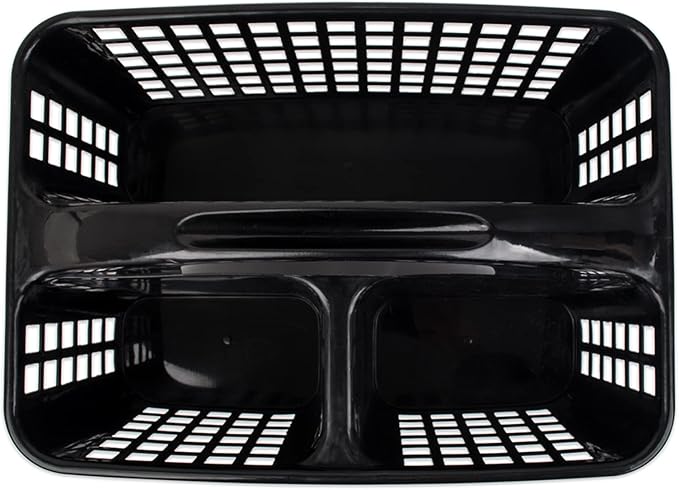 JiatuA Portable Shower Caddy Basket with Compartments Cleaning Supplies Organizer with Handle Plastic Storage Divided Tool Bin for Bathroom, Bedroom, Kitchen, College Dorm, Garden, Under Sink, Black