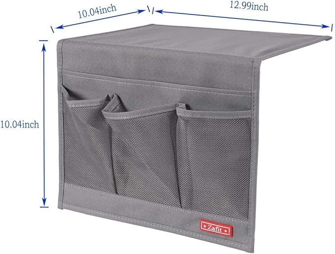 Bedside Storage Organizer, Table Cabinet Bedside Organizer Caddy for Remotes Phone Glasses (Classic 4 Pockets-Grey)-NeatNest