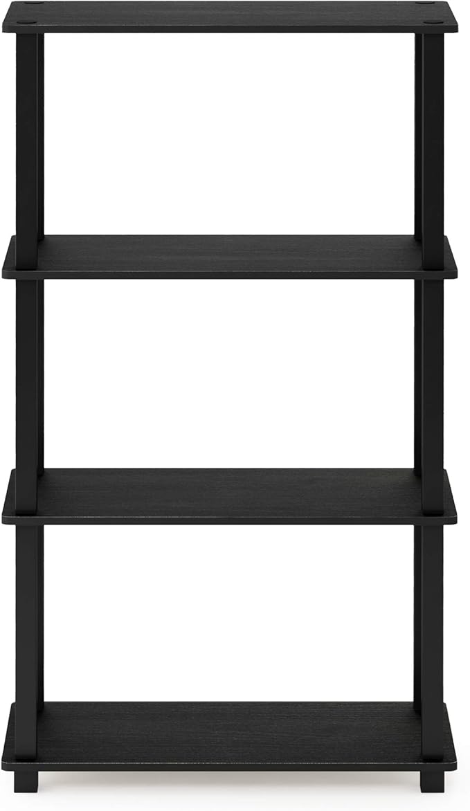 Furinno Turn-N-Tube 4-Tier Multipurpose Shelf Display Rack, Square Tube, Americano/Black-NeatNest
