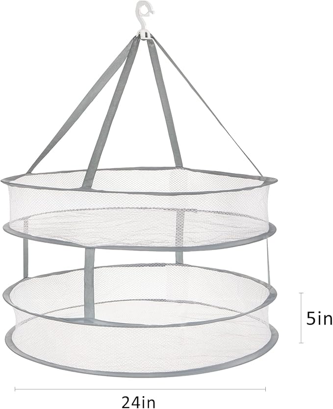 AUTODECO 2-Tier Folding Mesh Clothes Hanging Dryer, Sweater Drying Rack, Large Laundry Drying Rack, Lay fold Flat Dry Hanger, Mesh Clothes Hanging Dryer - L(2Tier)